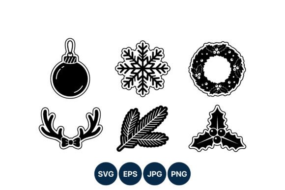 Black White Christmas Ornament Icons: Festive Graphics for Local Brands