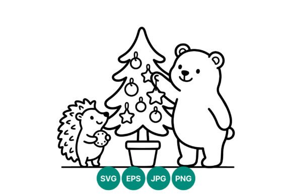 Charming Black and White Christmas Tree Graphics