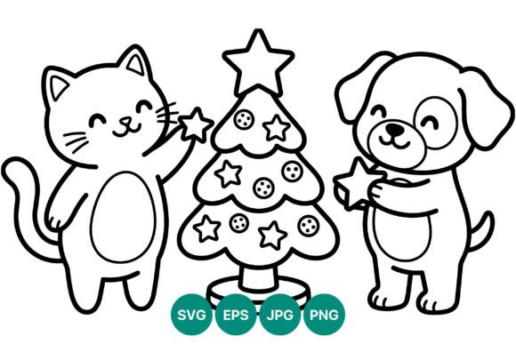 Charming Cat and Dog Christmas Graphics for Crafters