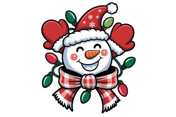 Charming Snowman Bow PNG for Holiday Embroidery