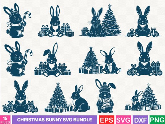 Christmas Bunny SVG Bundle: A Versatile Graphics and Illustrations Asset