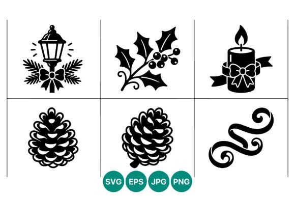 Christmas Candle Pinecone Holly Icons Review