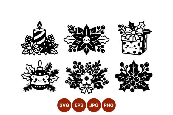 Christmas Floral Decorations in Black and White