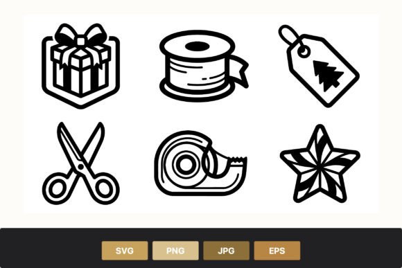 Christmas Gift Wrap Icons: A Versatile Graphics Set