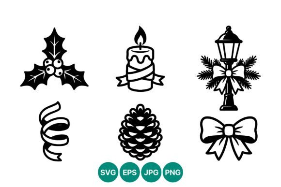 Christmas Holiday Black White Icons: Perfect for Festive Branding