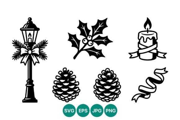 Christmas Holly Candle Lamp Post Vector for Branding