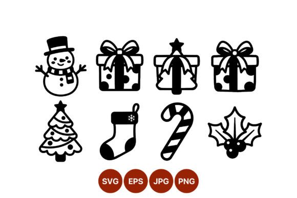 Christmas Icons Black White Vector Art: A Versatile Graphics Tool