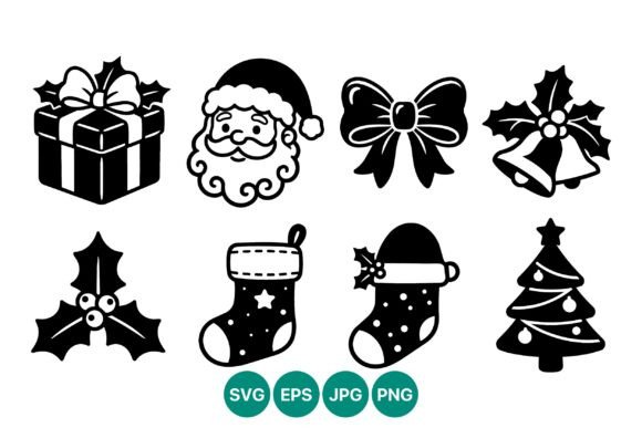 Christmas Icons Santa Gift Stocking Tree: A Versatile Graphics Set