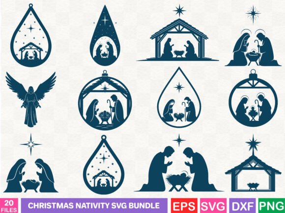 Christmas Nativity SVG Bundle: Ideal for Festive Graphics & Illustrations