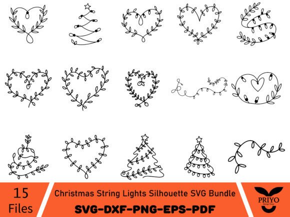 Christmas String Lights Silhouette SVG: A Festive Graphic for Local Brands