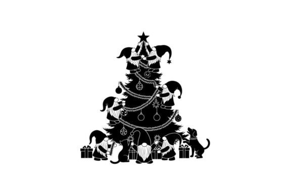 Christmas Tree Silhouette with Cats: A Festive Delight