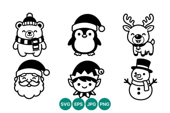 Christmas Vector Line Art Set: Perfect for Creative Graphics and Illustrations