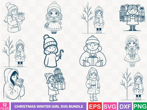 Christmas Winter Girl SVG Bundle: Perfect for Festive Branding