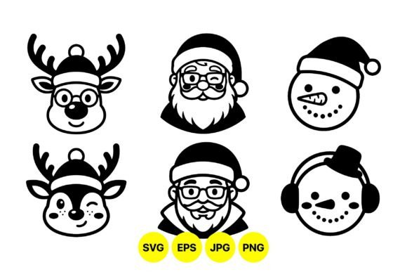 Cute Christmas Character Icons: Perfect for Festive Graphics