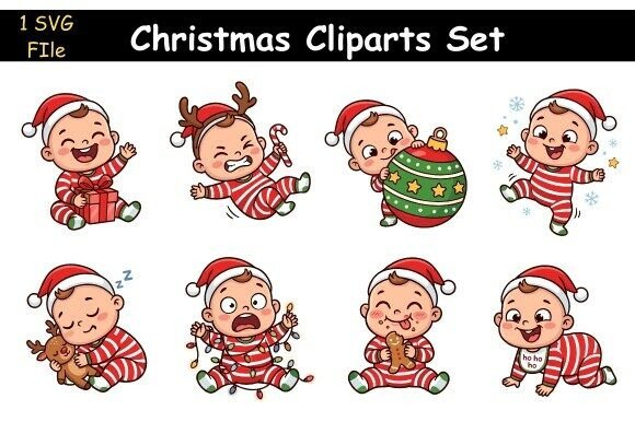 Cute Christmas Cliparts Set: A Festive Graphics Treasure