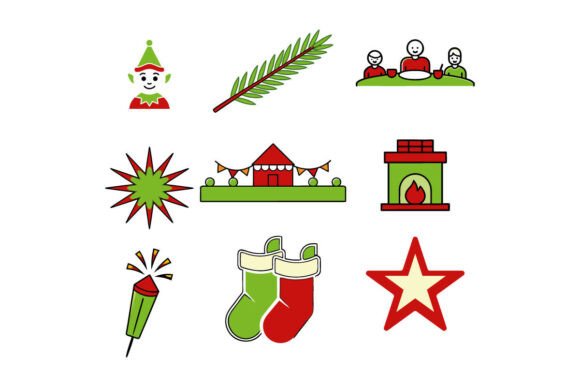 Elegant Crystal Winter Christmas Flat Icons