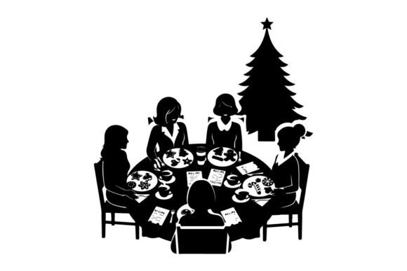 Family Christmas Dinner in Silhouette: Perfect for Festive Branding