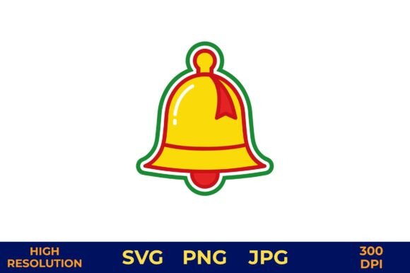Festive Yellow Christmas Bell: A Versatile Graphic for Branding