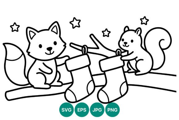 Fox and Squirrel Christmas Stockings: A Charming Illustration for Handmade Creations