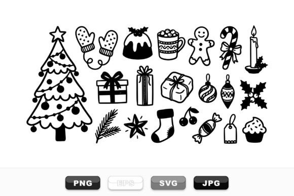 Hand Drawn Christmas Clipart Set for Graphics and Illustrations