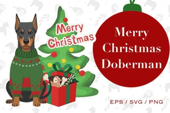 Merry Christmas Doberman: A Festive Embroidery Design