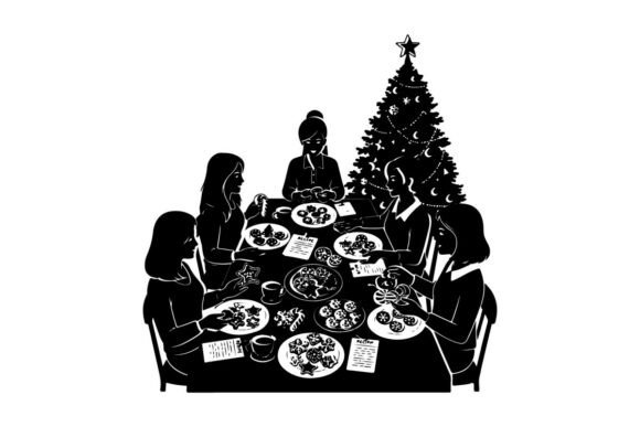 Review: Silhouette of Family Enjoying Christmas for Graphics & Illustrations